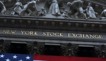 The New York Stock Exchange's sign.