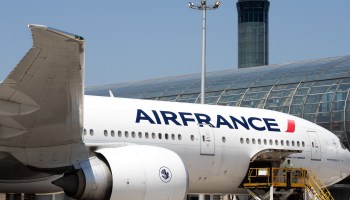 An Air France plane parked on the tarmac.