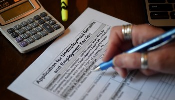 A person files an application for unemployment benefits.
