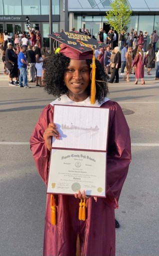 Aneesha Edwards at her high school graduation last month.