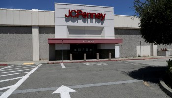 The facade of a closed J.C. Penney store at The Shops at Tanforan Mall in San Bruno, California.