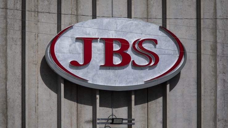 A JBS Processing Plant stands dormant after halting operations on June 1, 2021 in Greeley, Colorado.