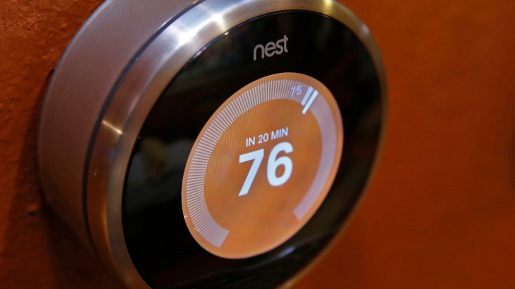 A Nest thermostat set to 76 degrees.