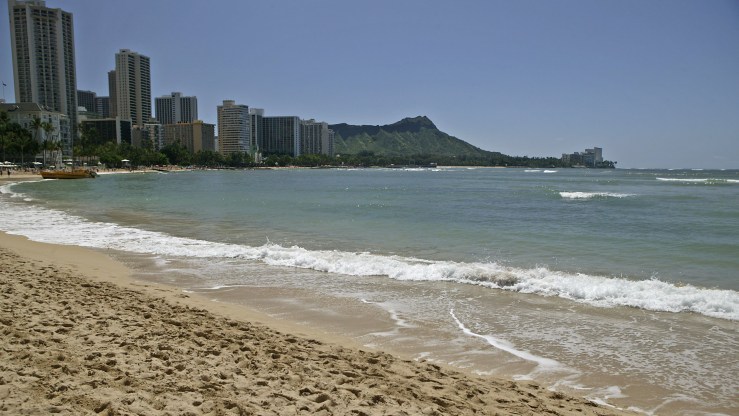 A photograph of Waikiki Beach in Hawaii.