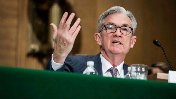 Federal Reserve Board Jerome Powell testifies during a hearing.