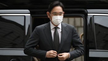 Samsung executive Jay Y. Lee arrives at the Seoul High Court on Nov. 9, 2020. He was convicted of bribery in South Korea, but U.S. companies want his company to build a semiconductor plant in the U.S.