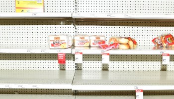 Empty shelves at a Target in Burbank, California, at the beginning of the pandemic.