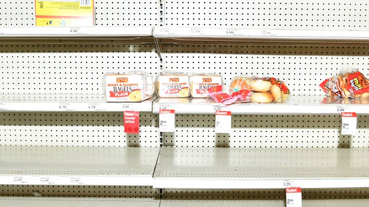 Empty shelves at a Target in Burbank, California, at the beginning of the pandemic.