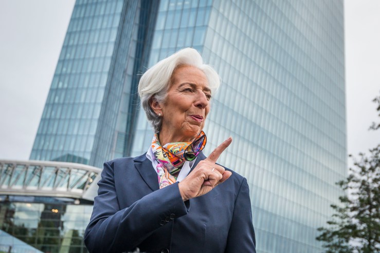 Christine Lagarde, president of the European Central Bank, speaks to the media.