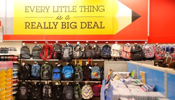 A display of backpacks at a Target in West Hollywood, California, in 2014.
