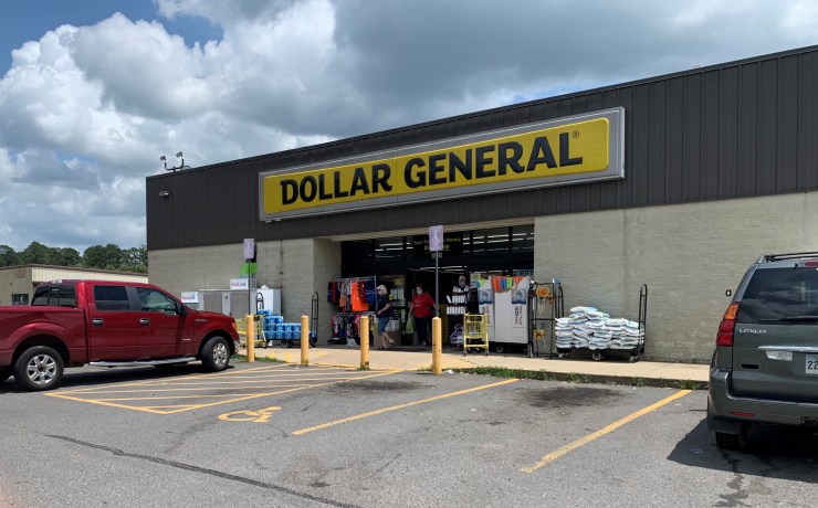 The façade of a Dollar General store.