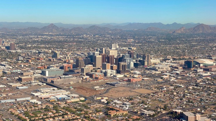Aerial view of downtown Phoenix on Jan. 6, 2020.