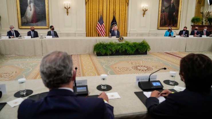 President Joe Biden speaks during a meeting about cybersecurity in the East Room of the White House on August 25, 2021 in Washington, DC.
