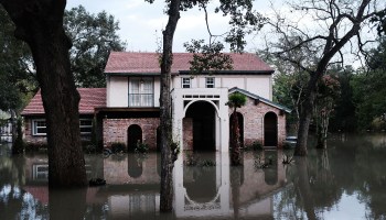 A Houston home sits in floodwaters from Hurricane Harvey on Sept. 4, 2017.