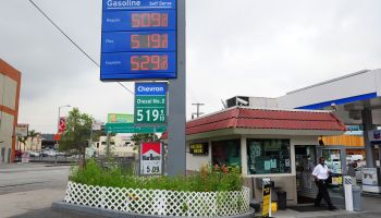 A sign at a Los Angeles gas station in 2012 showing prices over $5 a gallon.