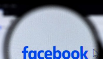 Closeup of the Facebook logo on a computer screen