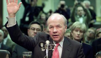 Former Enron CEO and Chairman Kenneth Lay is sworn in before the Senate Committee on Commerce, Science and Transportation in 2002.