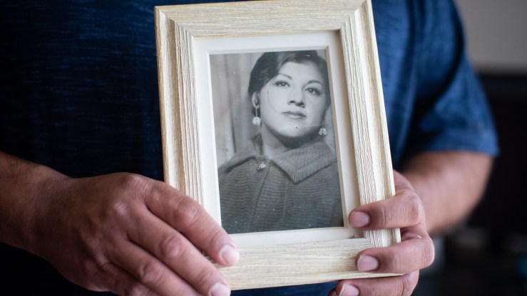 A portrait of Omar Morales' mother, Graciela Correa Morales, who died of COVID-19 in 2020, as seen in his home in San Antonio, Texas on May 7.