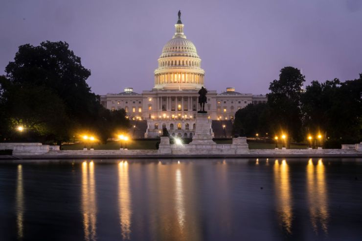 A view of the U.S. Capitol at dawn on Wednesday morning October 6, 2021 in Washington, DC.