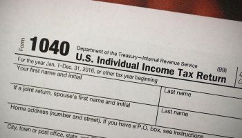 The top of a federal income tax form.