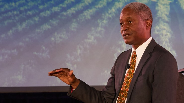 Atlanta Fed President and CEO Raphael Bostic addresses an audience at an event in Athens, Georgia