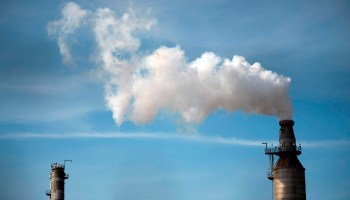 Smoke rises from the Valero Houston Refinery in Houston, Texas, on April 20, 2020.