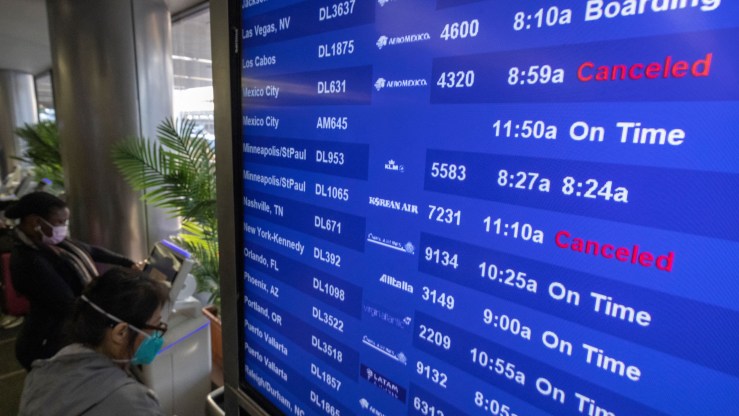Electronic flight information at Los Angeles International Airport.