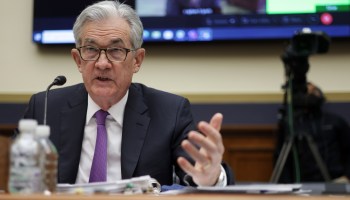 Federal Reserve Board Chairman Jerome Powell testifies during a hearing before House Financial Services Committee on Capitol Hill December 1, 2021 in Washington, DC.