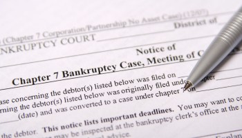 A legal document that says "Chapter 7 Bankruptcy Case" is shown.