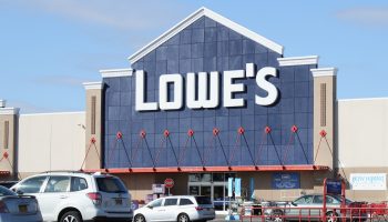 Image of a Lowe's storefront and parking lot.