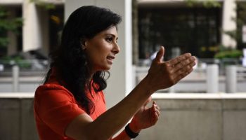 IMF first deputy managing director and former chief economist Gita Gopinath speaks during an interview with AFP at the International Monetary Fund headquarters in Washington DC on October 12, 2021.