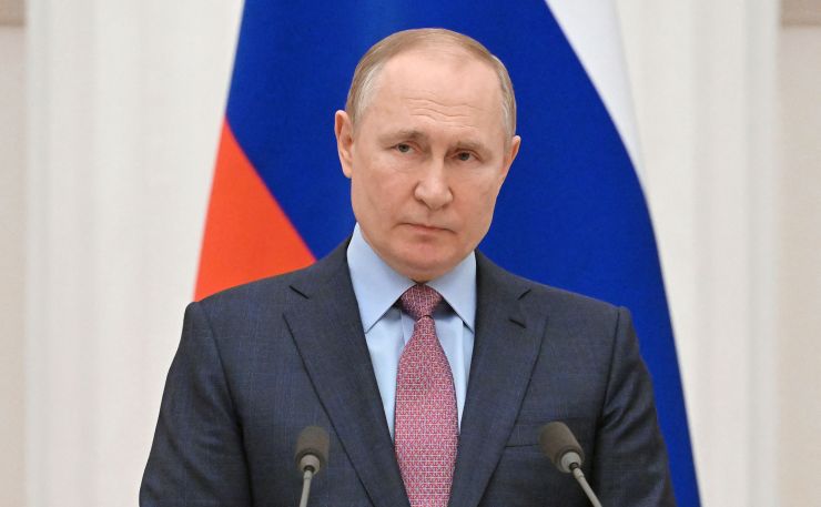 Vladimir Putin at a press conference.