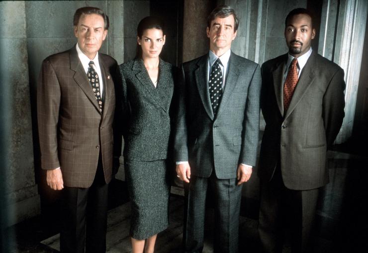 The '90s cast of "Law & Order," from left: Jerry Orbach (Det. Lennie Briscoe), Angie Harmon (Asst. D.A. Abbie Carmichael), Sam Waterston (Exec. Asst. D.A. Jack McCoy) and Jesse L. Martin (Det. Edward Green) in 1999.