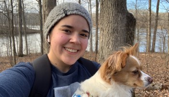 Nataliea Abramowitz with her dog Olive in Cadiz, Kentucky, a place she likely never would have visited without the option to work remotely.