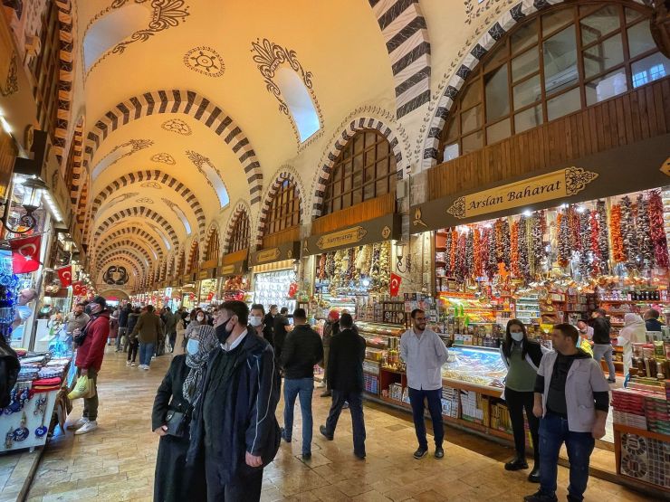 People shop at Istanbul's famous Grand Bazaar in 2022.