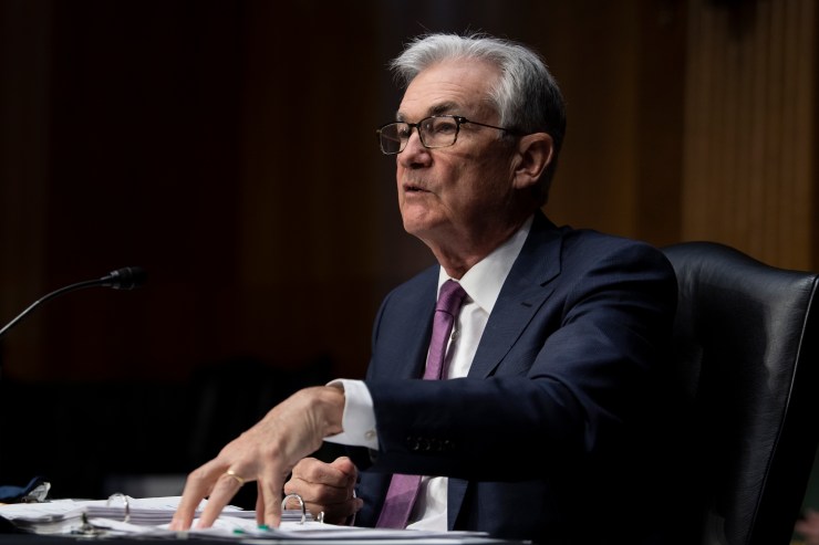 Jerome Powell speaks before the Senate Banking Committee.