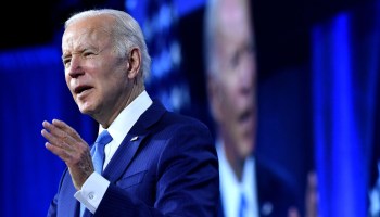 US President Joe Biden speaks at the National League of Cities Congressional City Conference at the Marriott Marquis in Washington, DC, on March 14, 2022.