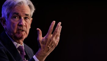 Jerome Powell speaks at an economic policy luncheon.