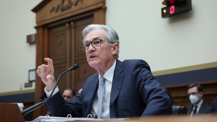 Federal Reserve Board Chair Jerome Powell testifies about 'monetary policy and the state of the economy' before the House Financial Services Committee on March 02, 2022.