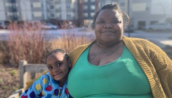 Kiarra Boulware and her daughter, Brooklynn, at their apartment complex in Odenton, Maryland..