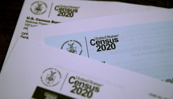 The U.S. Census logo appears on census materials received in the mail with an invitation to fill out census information online on March 19, 2020 in San Anselmo, California.