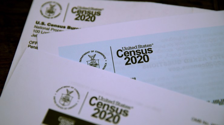 The U.S. Census logo appears on census materials received in the mail with an invitation to fill out census information online on March 19, 2020 in San Anselmo, California.