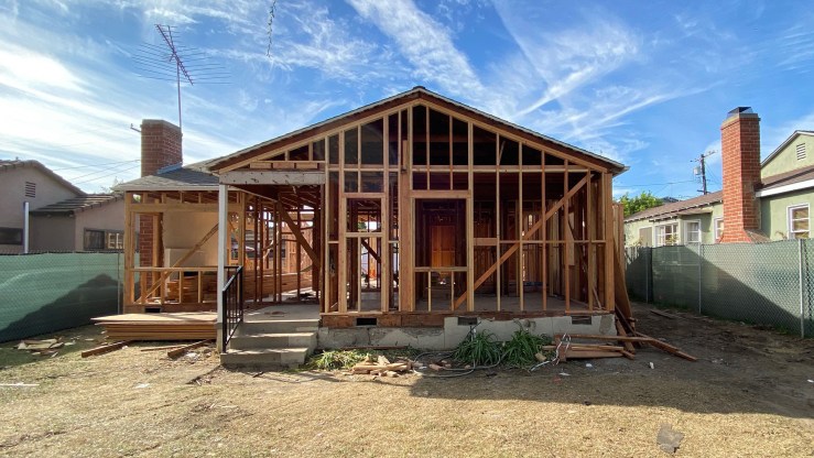 A house under construction is seen in Culver City, a neighborhood of Los Angeles on November 21, 2020.