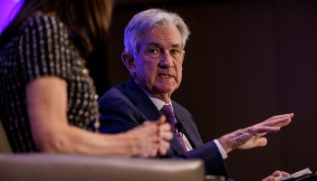Federal Reserve Board Chair Jerome Powell speaks during a luncheon at the 2022 NABE Economic Policy Conference at the Ritz-Carlton on March 21, 2022 in Washington, DC.