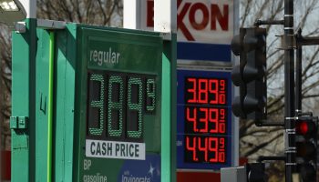 Gas prices sign in Washington DC