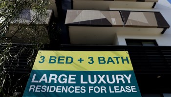 A for lease sign is posted in front of an apartment building on February 1, 2017 in Los Angeles, California.