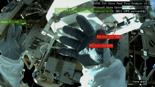 Microsoft's AI program analyzes an astronaut's gloves for damage from the International Space Station.