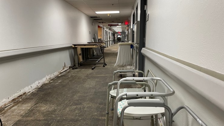 An empty hospital hallway is seen in Parsons, Tennessee.