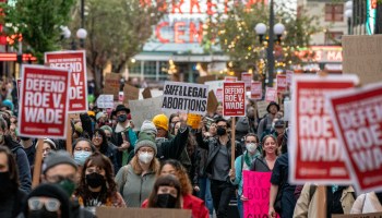 Demonstrators march following a rally in support of abortion rights near Pike Place Market on May 3, 2022 in Seattle, Washington