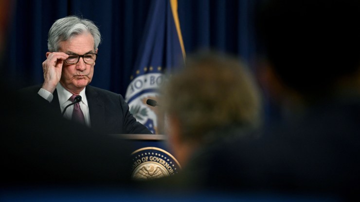 US Federal Reserve Chairman Jerome Powell speaks during a news conference in Washington, DC, on May 4, 2022.